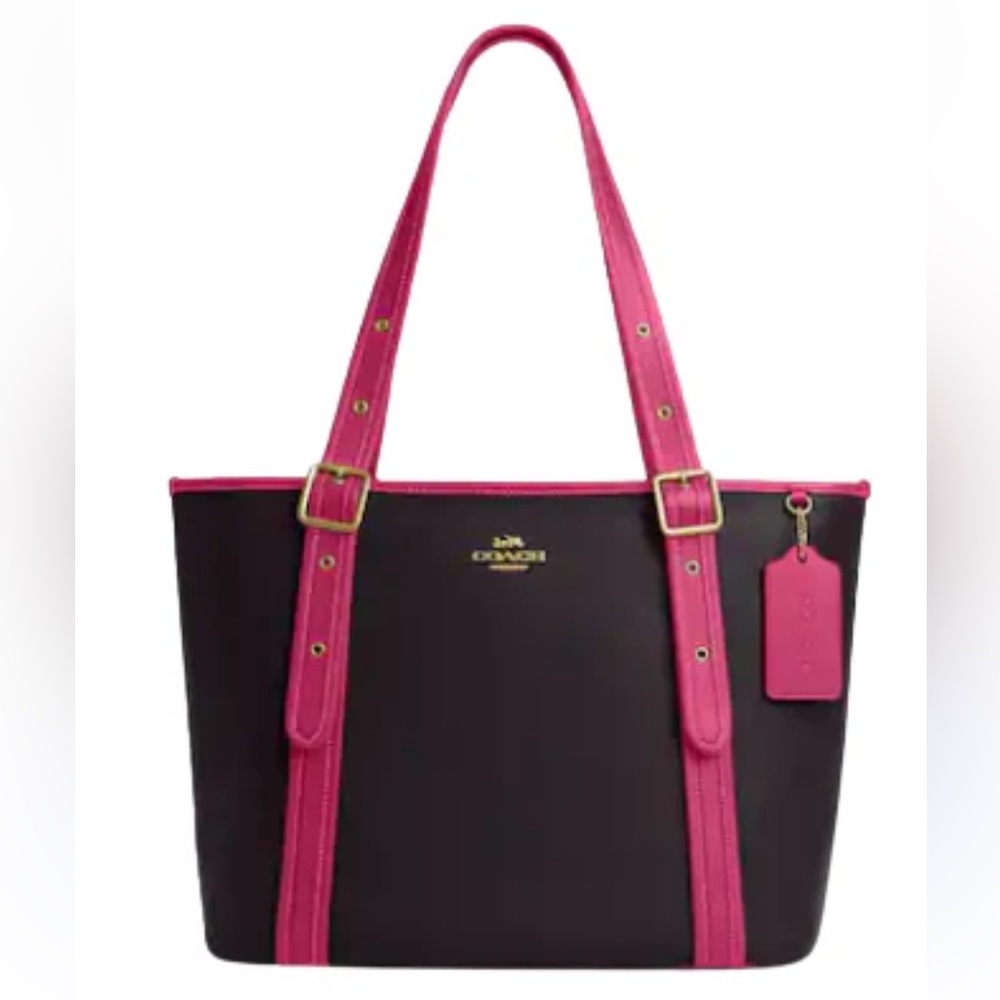 Coach Ashton Tote Bag #CM080 Oxblood & Fuchsia Pebble Leather $450 Retail - NWT - Picture 13 of 14